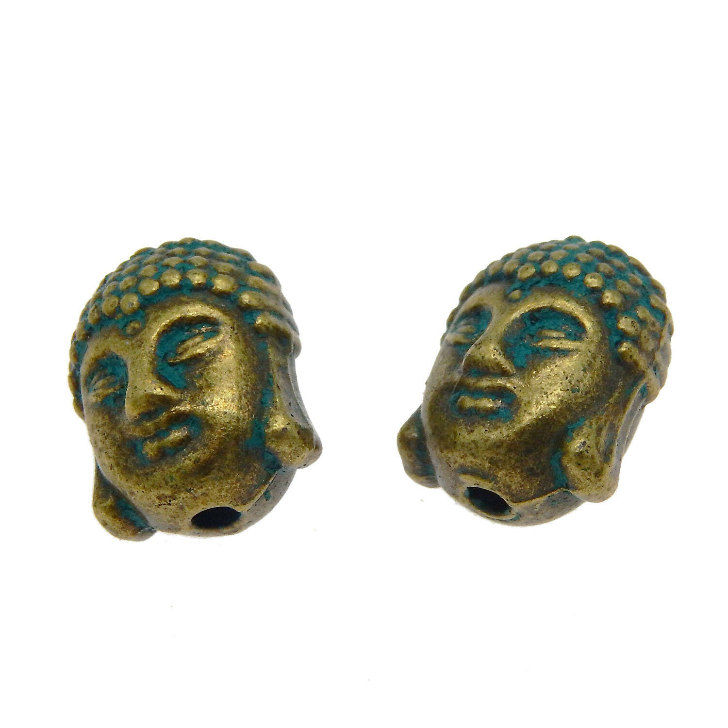 15 Retro Patina Buddha Head Loose Spacer Bead for Bracelet Necklace Craft 11x8mm