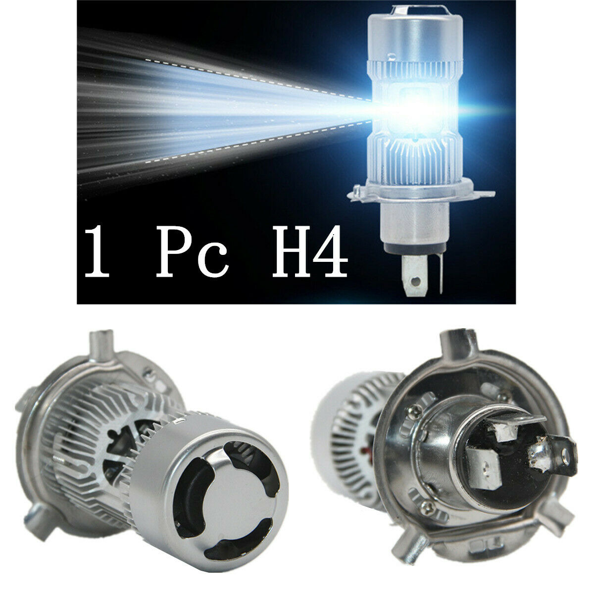 1 Pc H4 9003 HB2 Hi-Lo Beam Motorcycle LED Spotlight Double Side Illuminate IP67