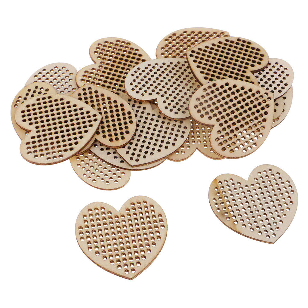 60pcs Wooden Cross Stitch Pendant Hanging Decoration Craft DIY Handmade Gift