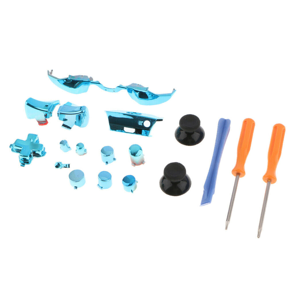 Chrome Blue ABXY Dpad Triggers Full Buttons Set Bumper Kits for Xbox One Elite