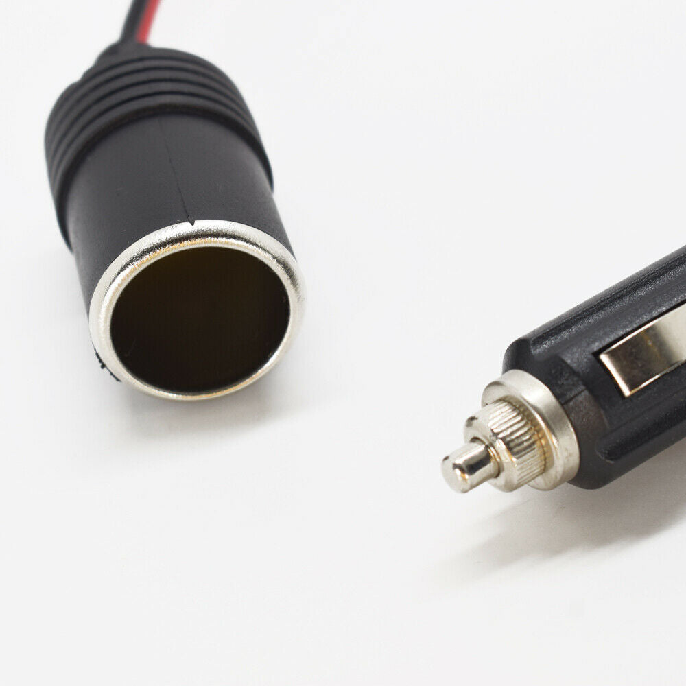 10pcs 30cm/1ft Car Cigarette Lighter Socket Male to Female Extension Cable Black