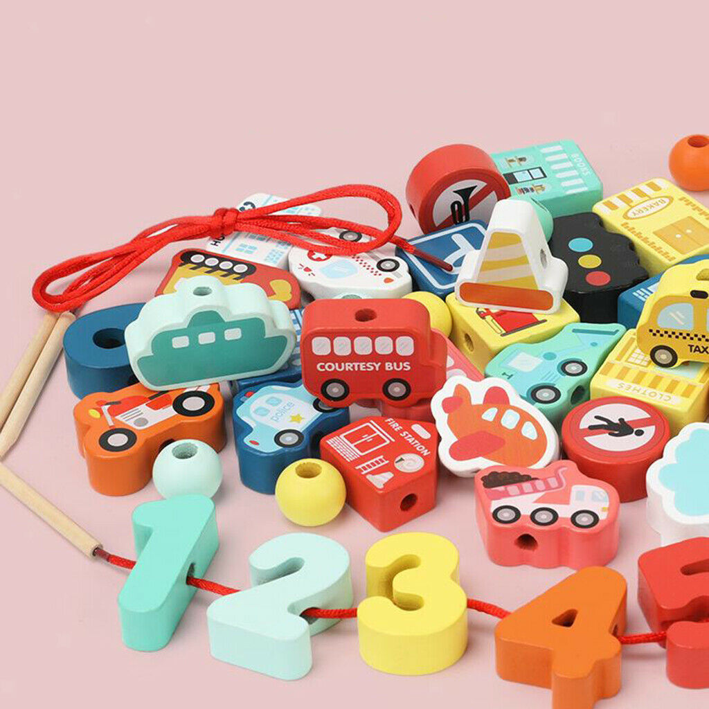70 Pieces Cartoon Cognition Lacing Beads Educational Toys for Children Gift
