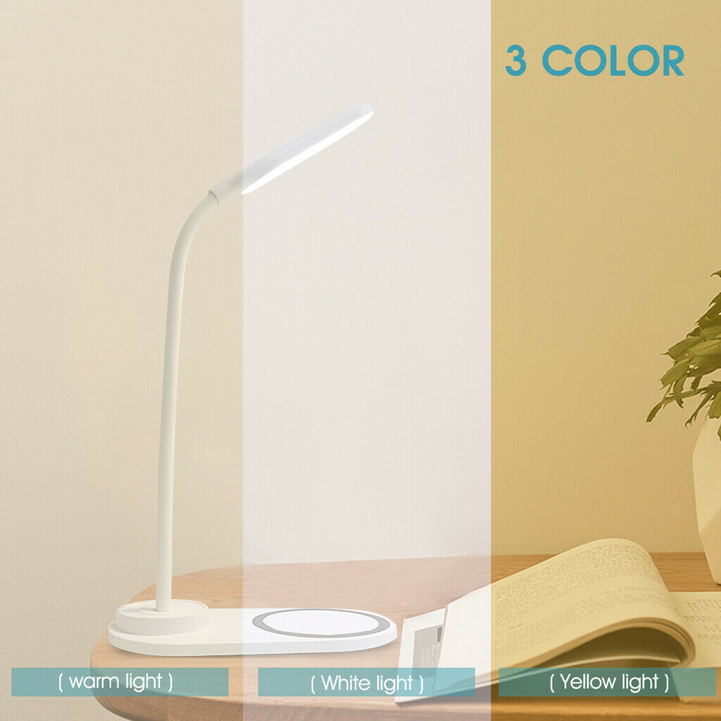 LED Desk Lamp Home Light QI Wireless Phone Charger For Office Lighting White