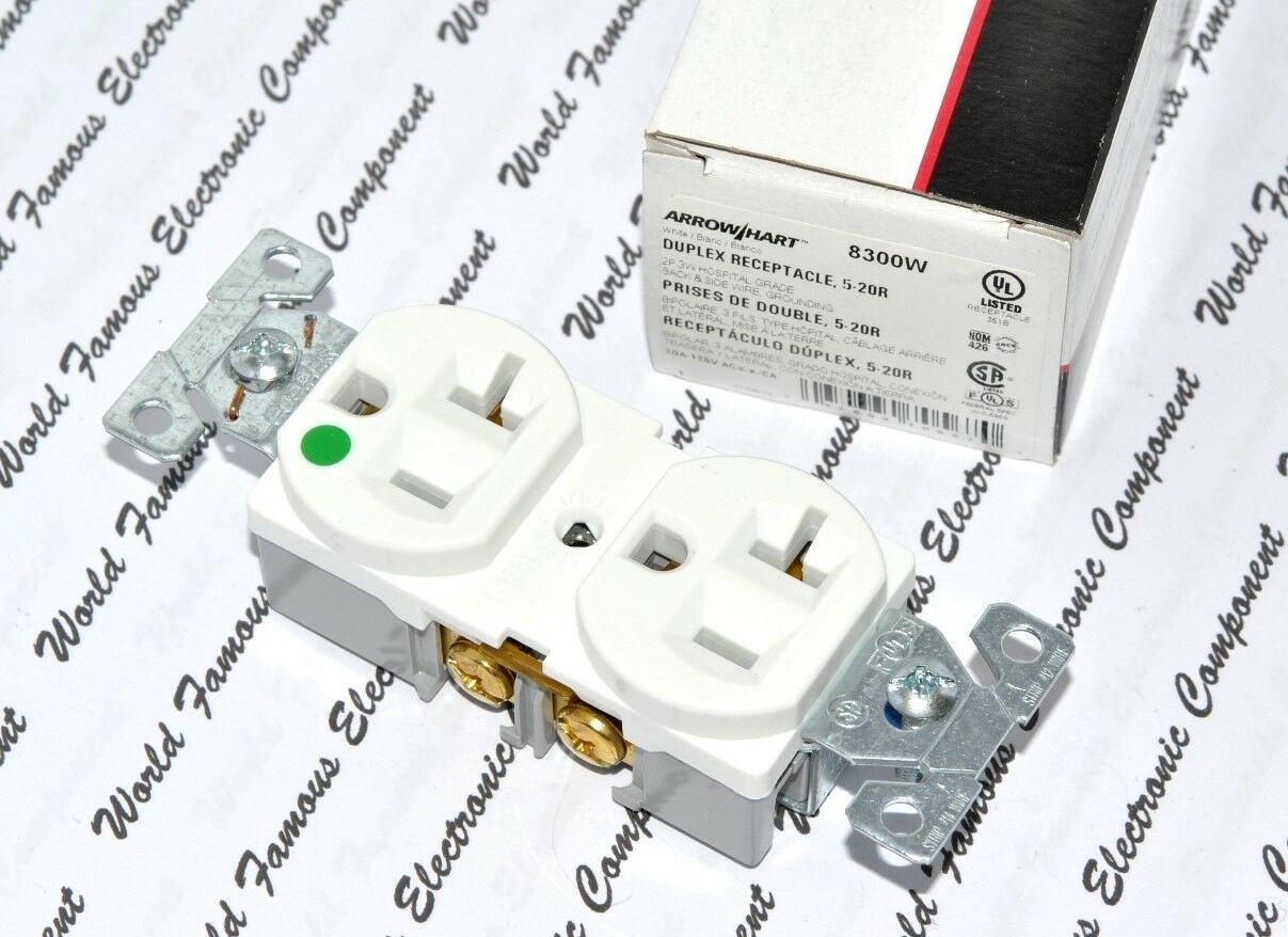 1pcs-COOPER WIRING 8300W  15A-125V NEMA 5-15 Hosptial Duplex Receptacle Outlet