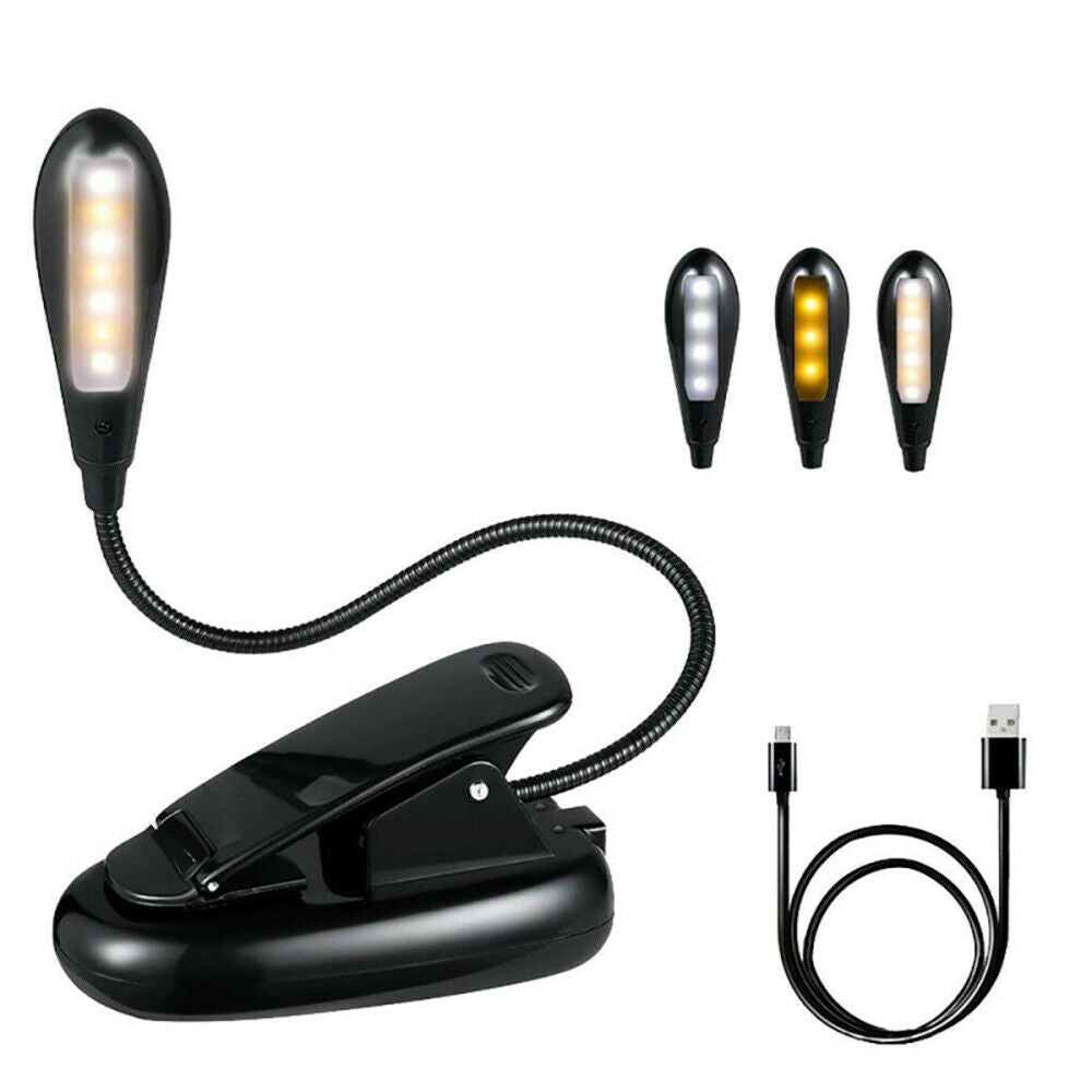 Rechargeable 7 Leds Book Light, Easy Clip on Book Lamp for Reading in