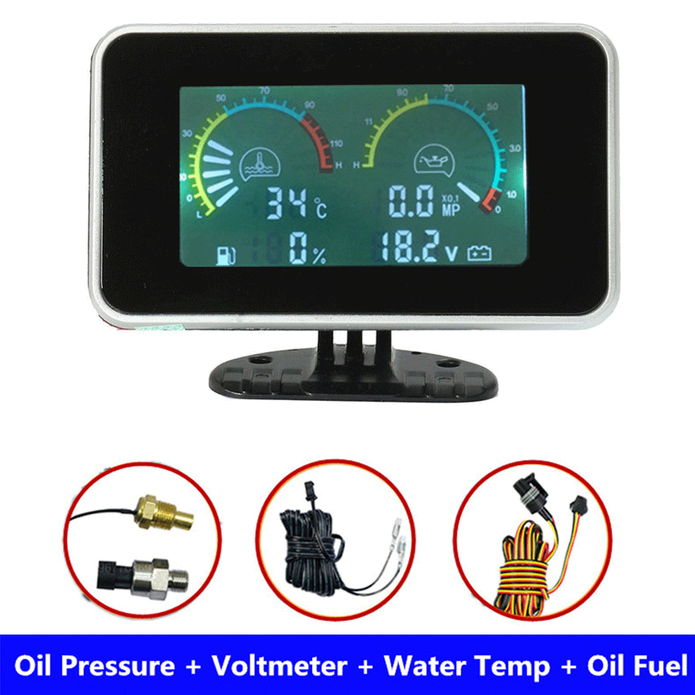 4 In 1 Digital LCD Car Truck Water Temperature Gauge/Oil Pressure/Fuel/Volmeter