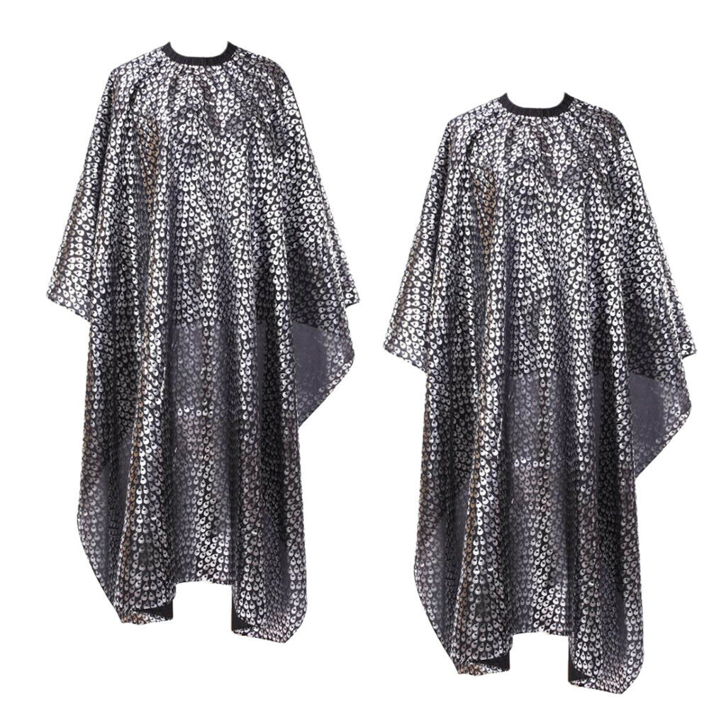 2pcs Waterproof Cloth Hair Cutting Capes Gowns Barber Shop Gown Apron Black