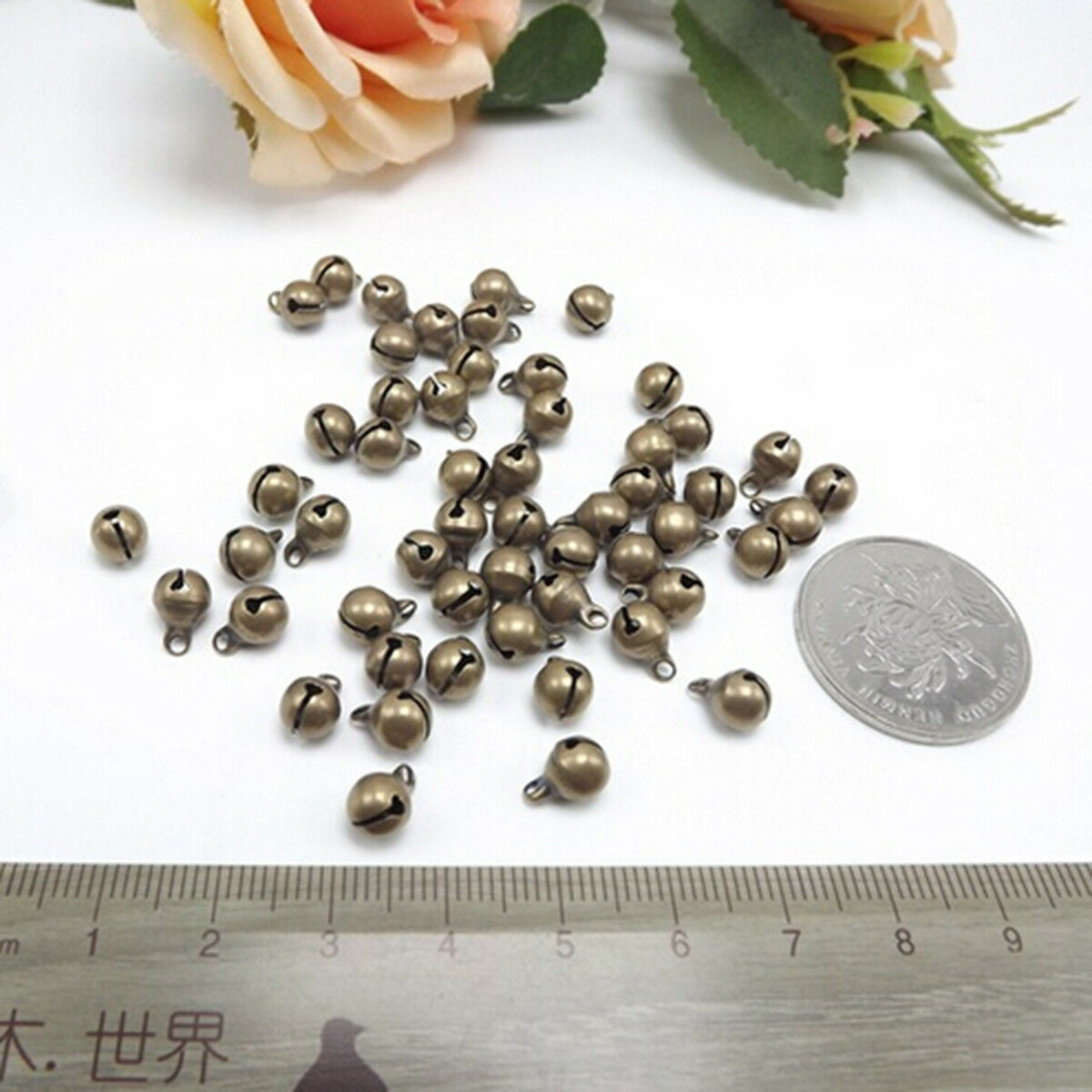 100Pcs Bronze Metal Christmas Jingle Bells Pendants Charms Craft Beads 6mm
