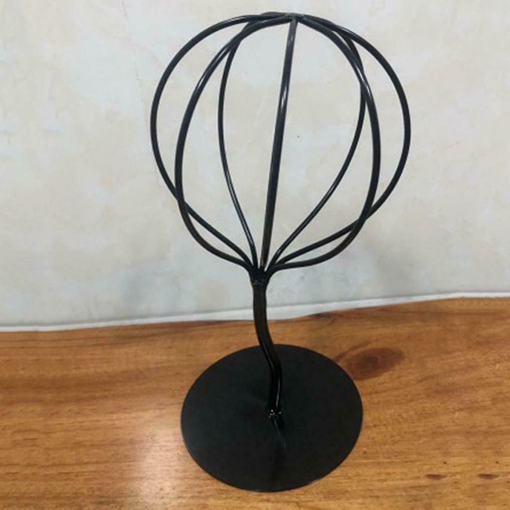 Modern Metal Hat   Holder Tabletop Decor Wig Display Stand Shelf Black