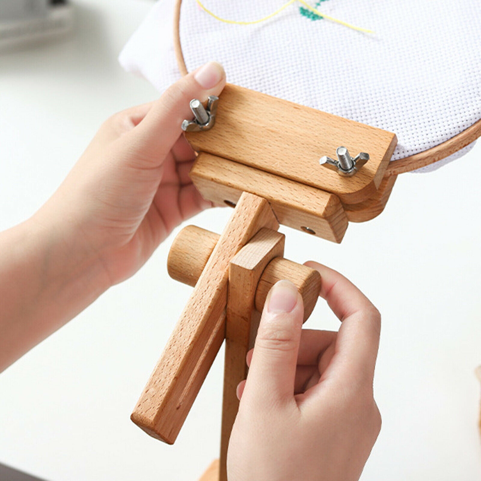 Adjustable Cross Stitch Frame Clamps Desk Lap Stand Embroidery Hoop Holder