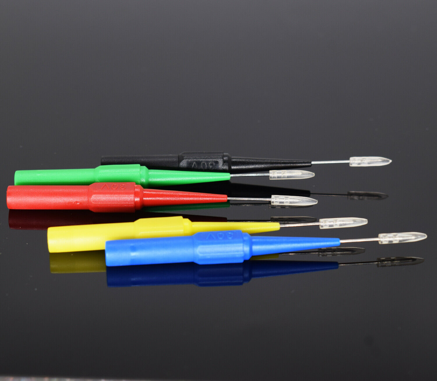 4set 5Color 4mm Female Banana to 0.7mm Tip Insulation Piercing Needle Test Probe