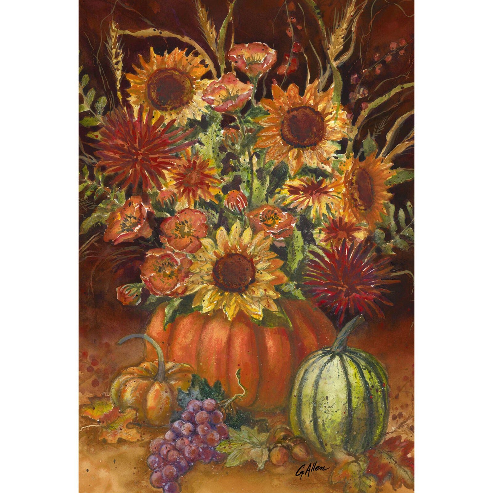 Toland Fall Burst 12.5 x 18 Colorful Autumn Flower Pumpkin Garden Flag