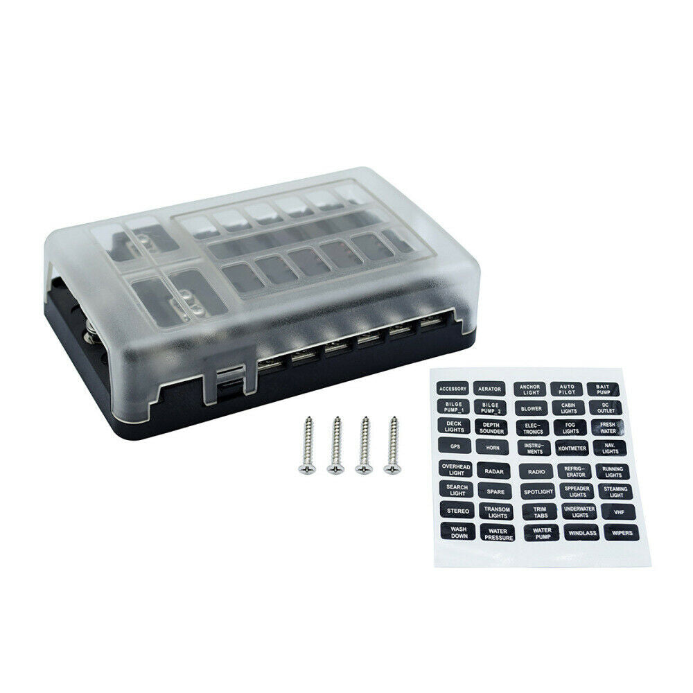 12 Way 12V-32V Auto Car Power Distribution Blade Fuse Holder Box Block Board new
