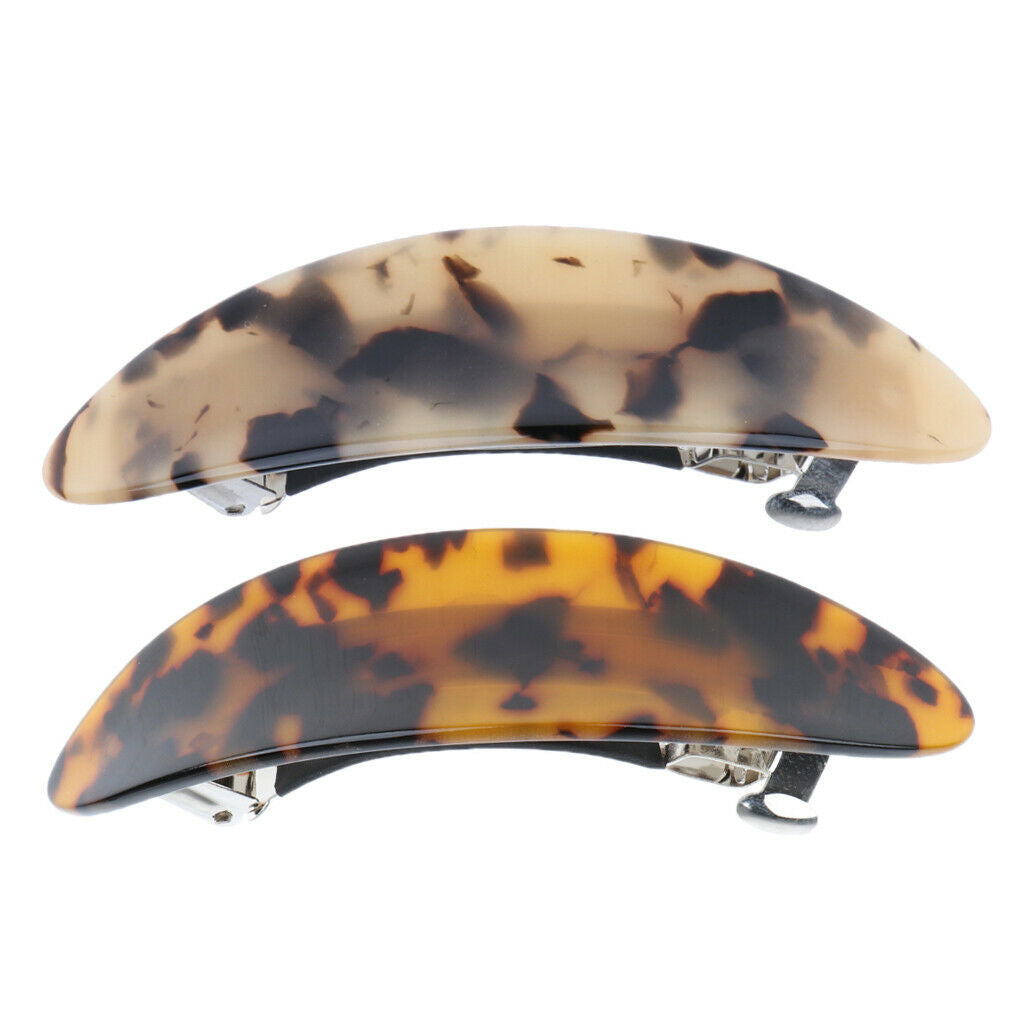 2 pack Automatic Barrette French Acetate Hair Clip Hairpin Women 3.5 Inches
