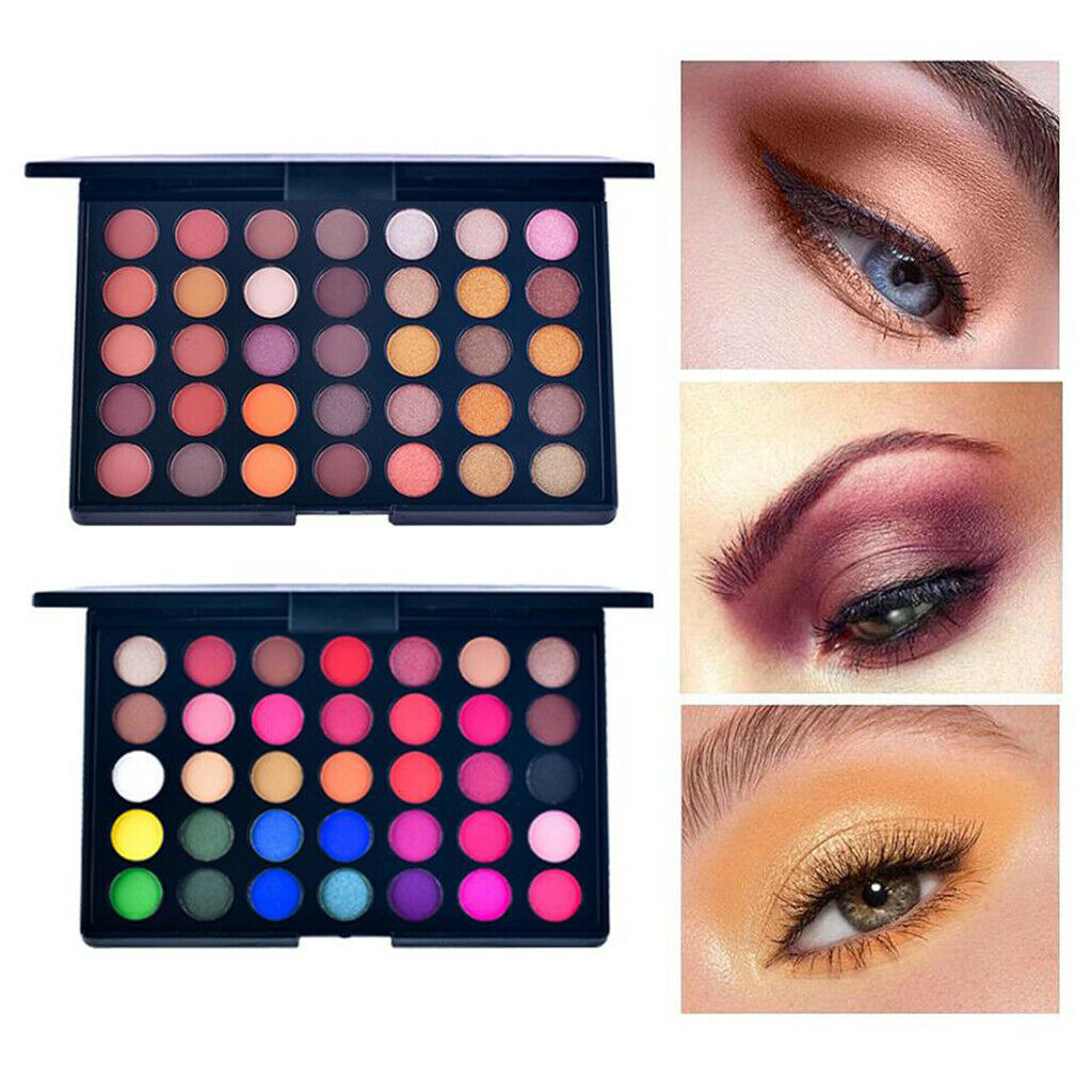 2 Pieces Professional 35 Colors Eyeshadow Palette Pallete Waterproof Gifts