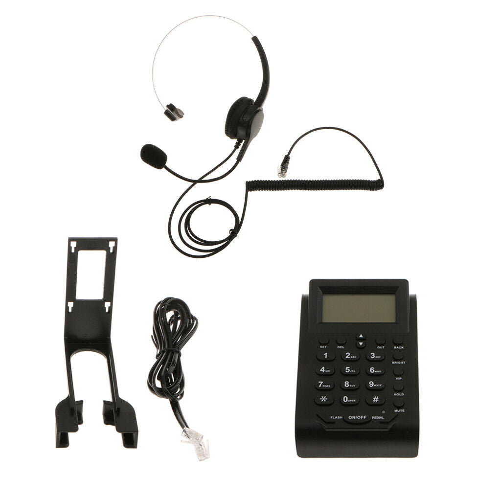 Telephone Headset Customer Service Phone Call Center w/ Dial Pad Black