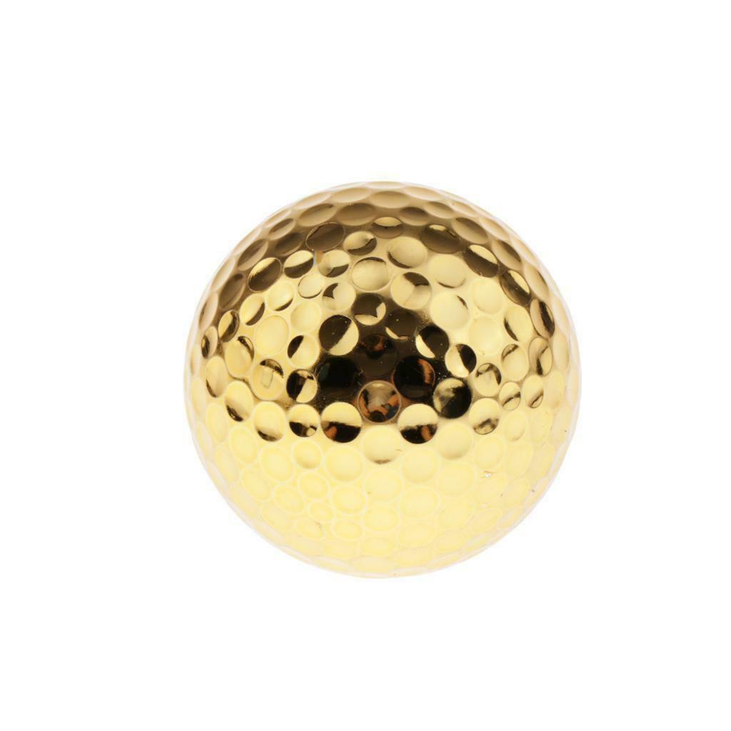2pcs Double Layer Golf Ball Rubber Golden Golf Practice Ball Golfer Present