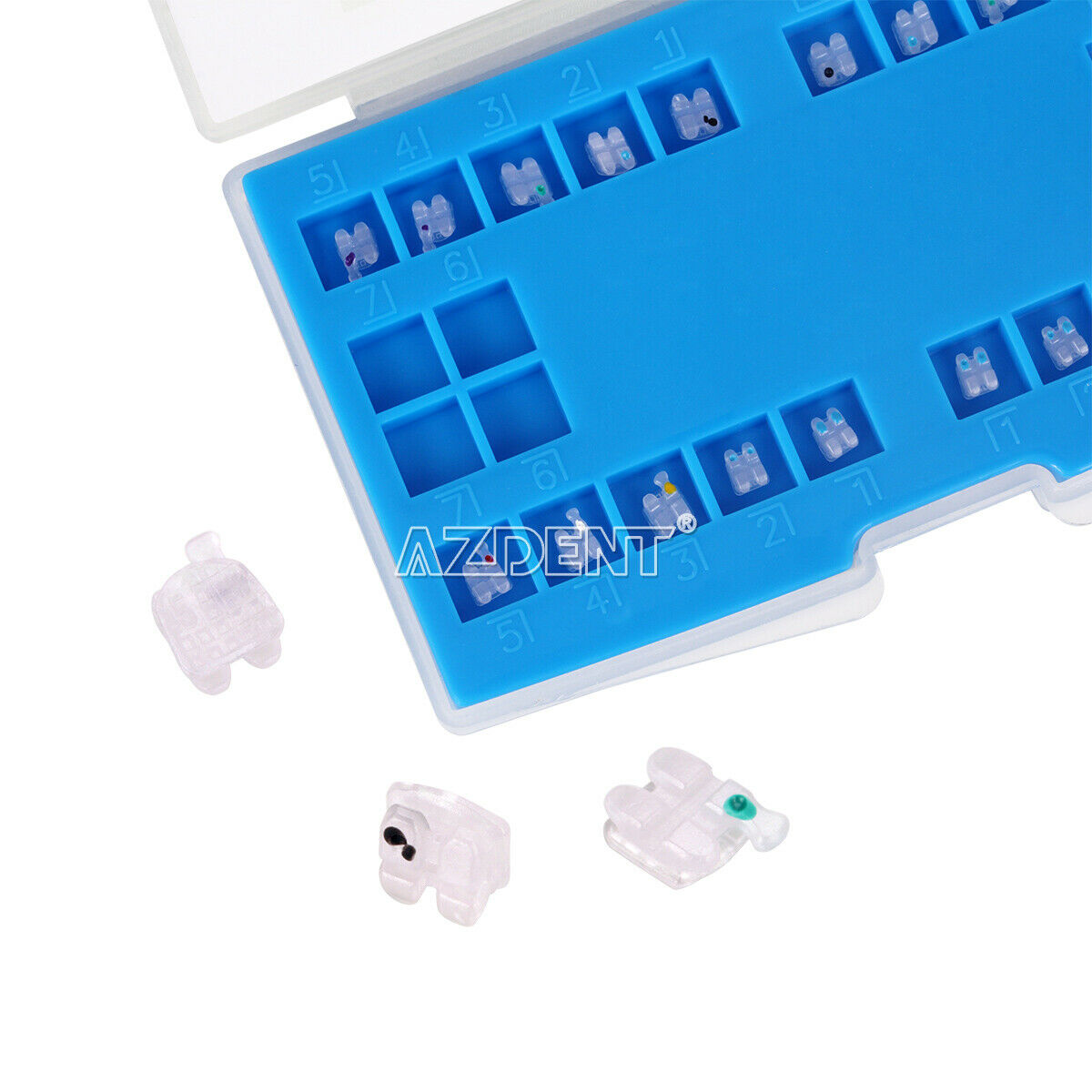 10 Kits AZDENT Dental Orthodontic Ceramic Brackets MBT 022 Hooks  345 Marked