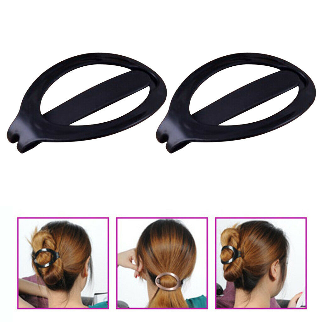 2 Pieces Women Plastic Hair Updo Clip Bun Maker Barrette Styling Tool Black