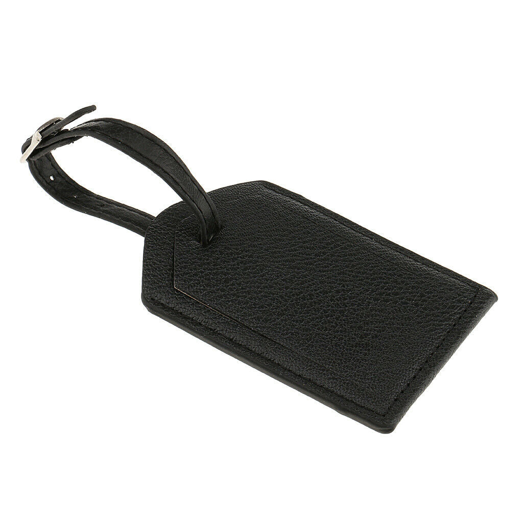 1 Piece PU Leather Luggage Tag Travel Suitcase ID Label Security Tag Black