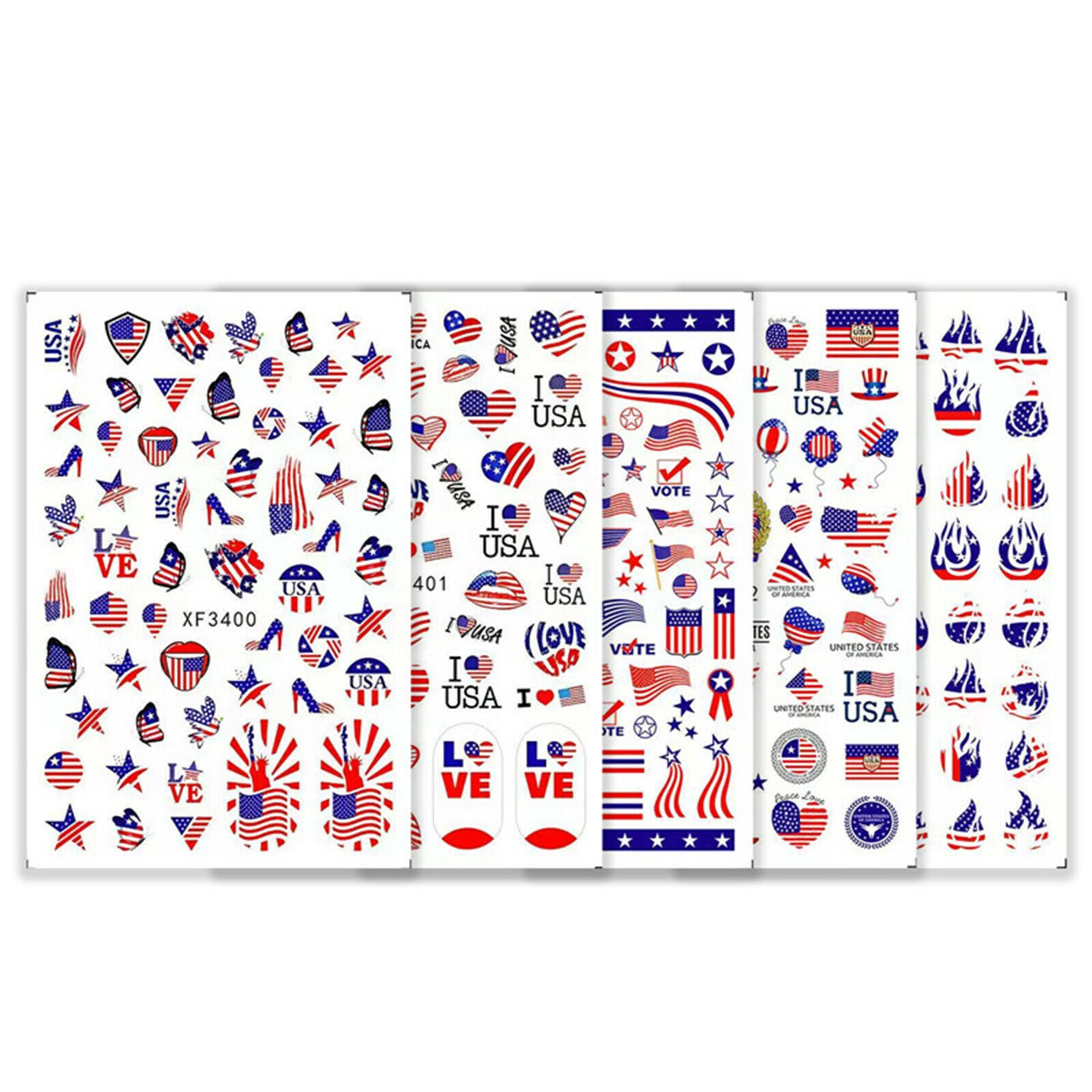 Women American Flag Nail Art Decoration Stickers Decals Manicure Accessories