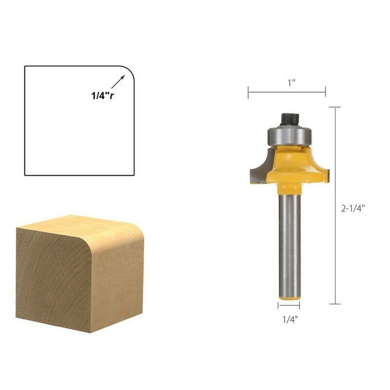 4x Round over Edging Router Bit Set 1/4 Inch Shank 1/2 Inch 3/8 Inch 1/4 Inch F6