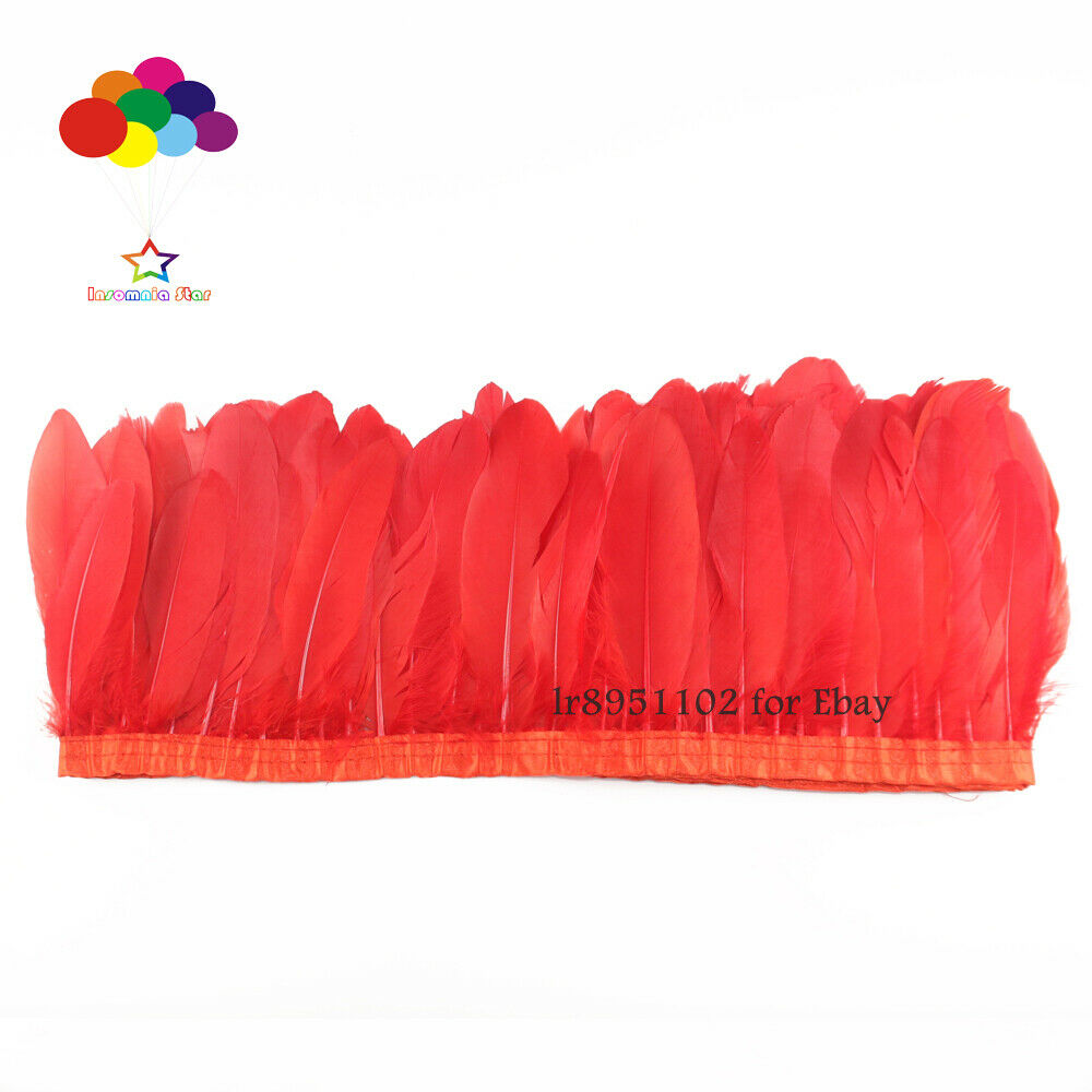 2 meters long new Red 15-18cm wide goose feather trim cloth with DIY sewing