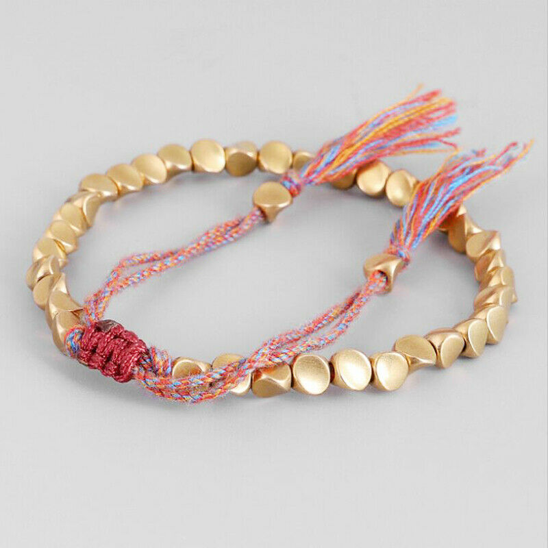 Tibetan Braided Knitting Copper Beads Lucky Rope Bracelet Bangle Unisex J.l8