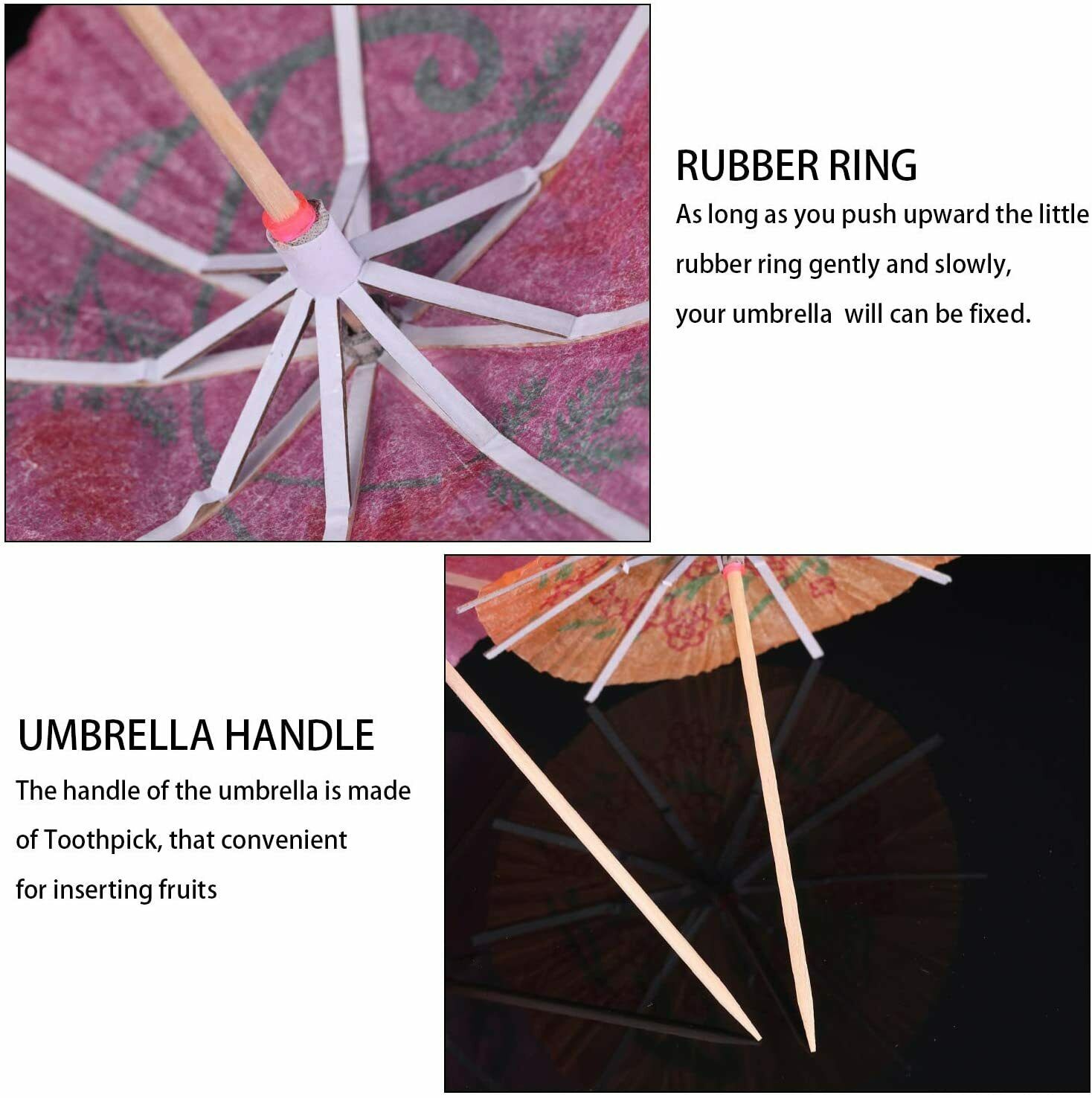 50PCS Mixed Cocktail Umbrellas Parasols for Party Tropical Drinks Accessories