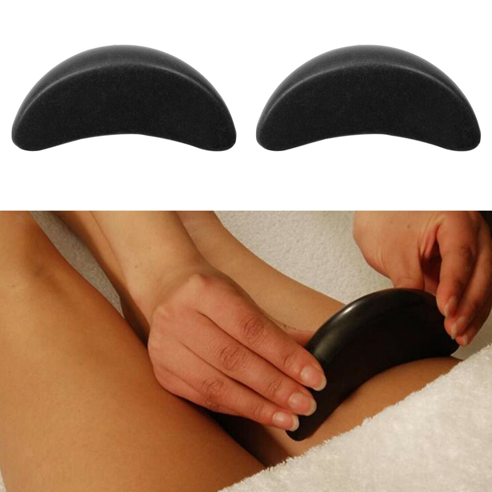 2x Large Hot Massage Stone Black Lava Basalt Hot Stone Rock Tool 12.5x2.5cm