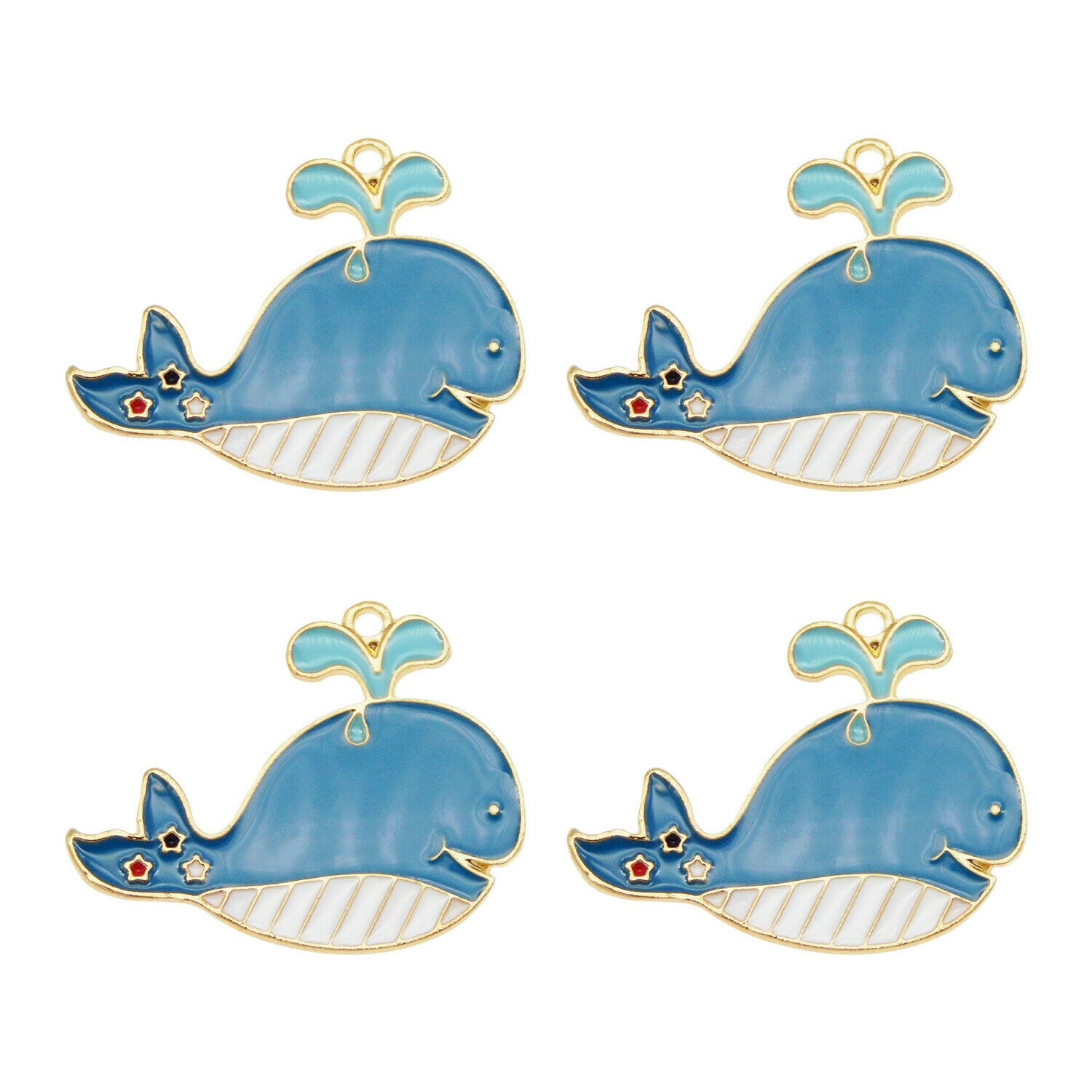 Wholesale 29x23mm Enamel Blue Whale Pendant Charms for Necklace Bracelet 12pcs