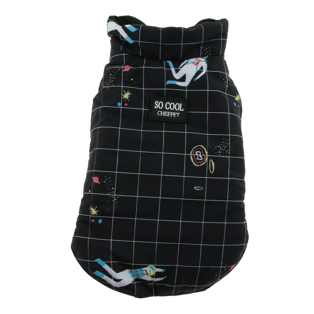 Pet Small Dog Teddy Double-sided Waterproof Cotton Vest Jacket Coat Black M
