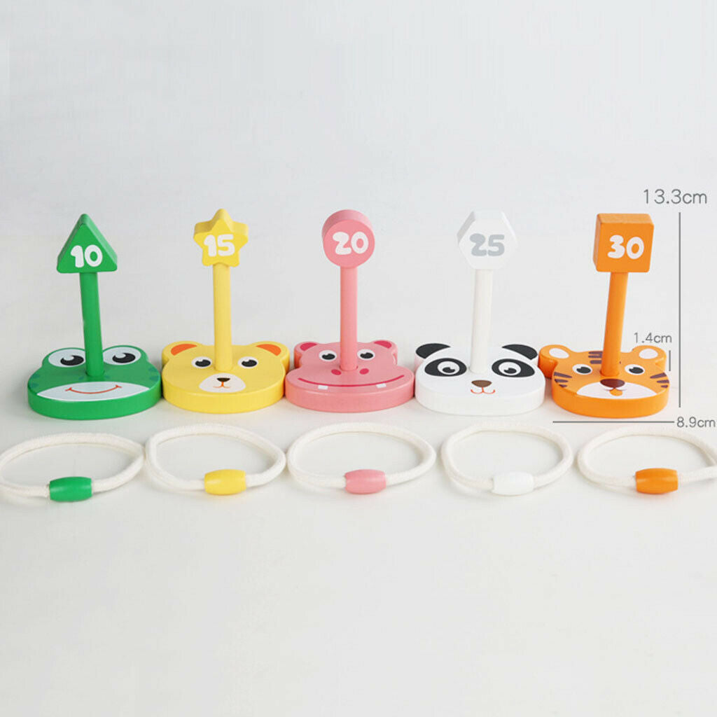 Funny Wood   Set 5 Pegs & 5 Rings Backyard Playset for Kids