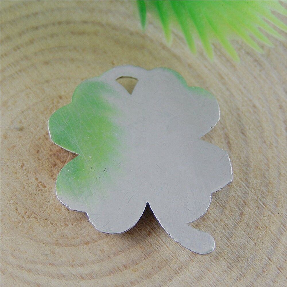 8pcs Green Alloy Enamel Four Leaf Clover Rhinestone Pendant Charm Crafts 50867