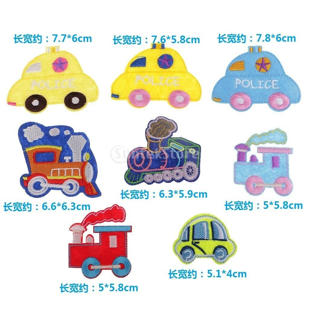 8pcs Novelty Car Train Applique Embroidered Sew Iron on Patches Badges Decor