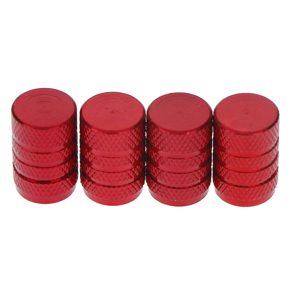 4Pcs Aluminium red car tyres valve stems air dust cover screw cap accesso.l8