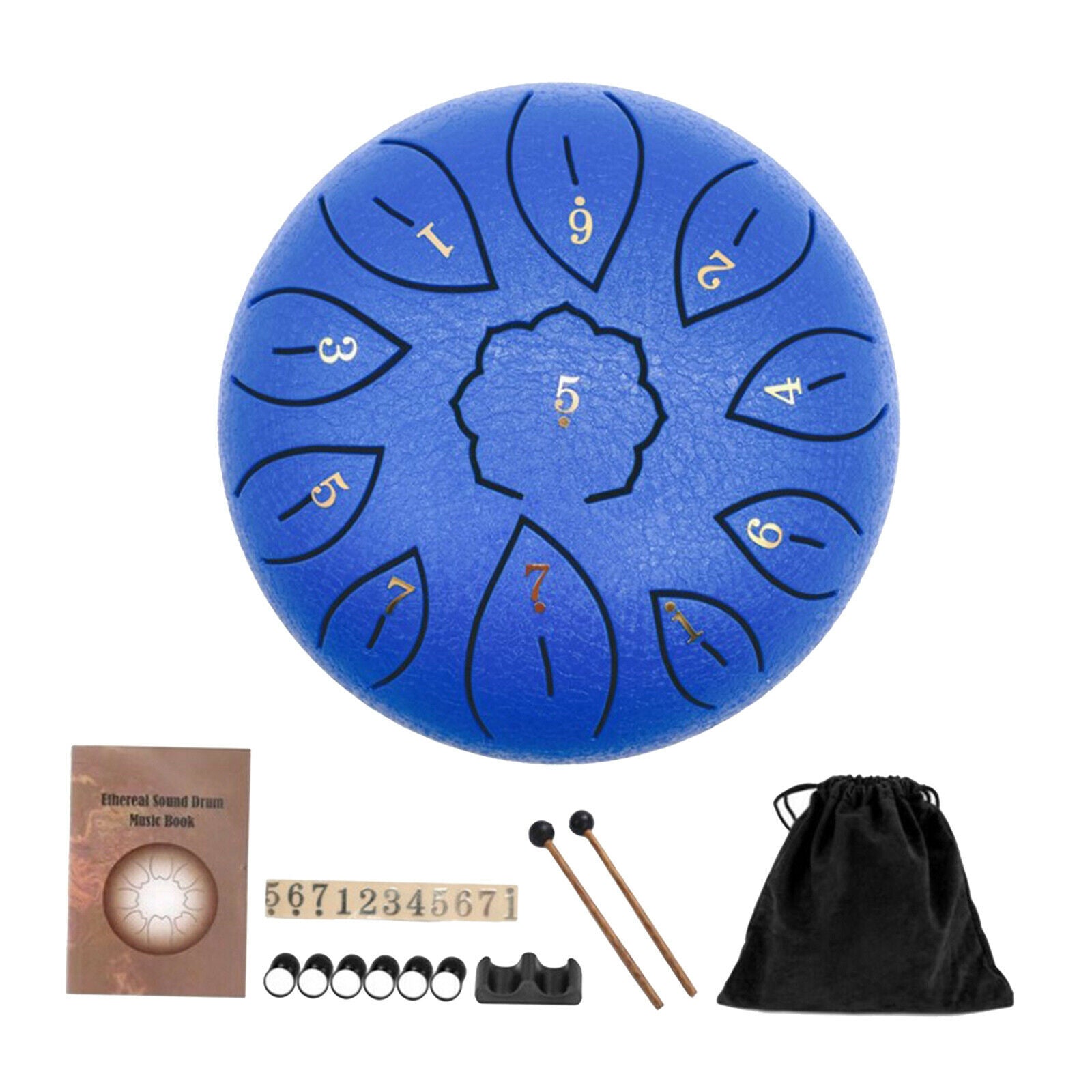 Steel Tongue Drum and Travel Bag Notes Stickers Gift for Adults Kids blue