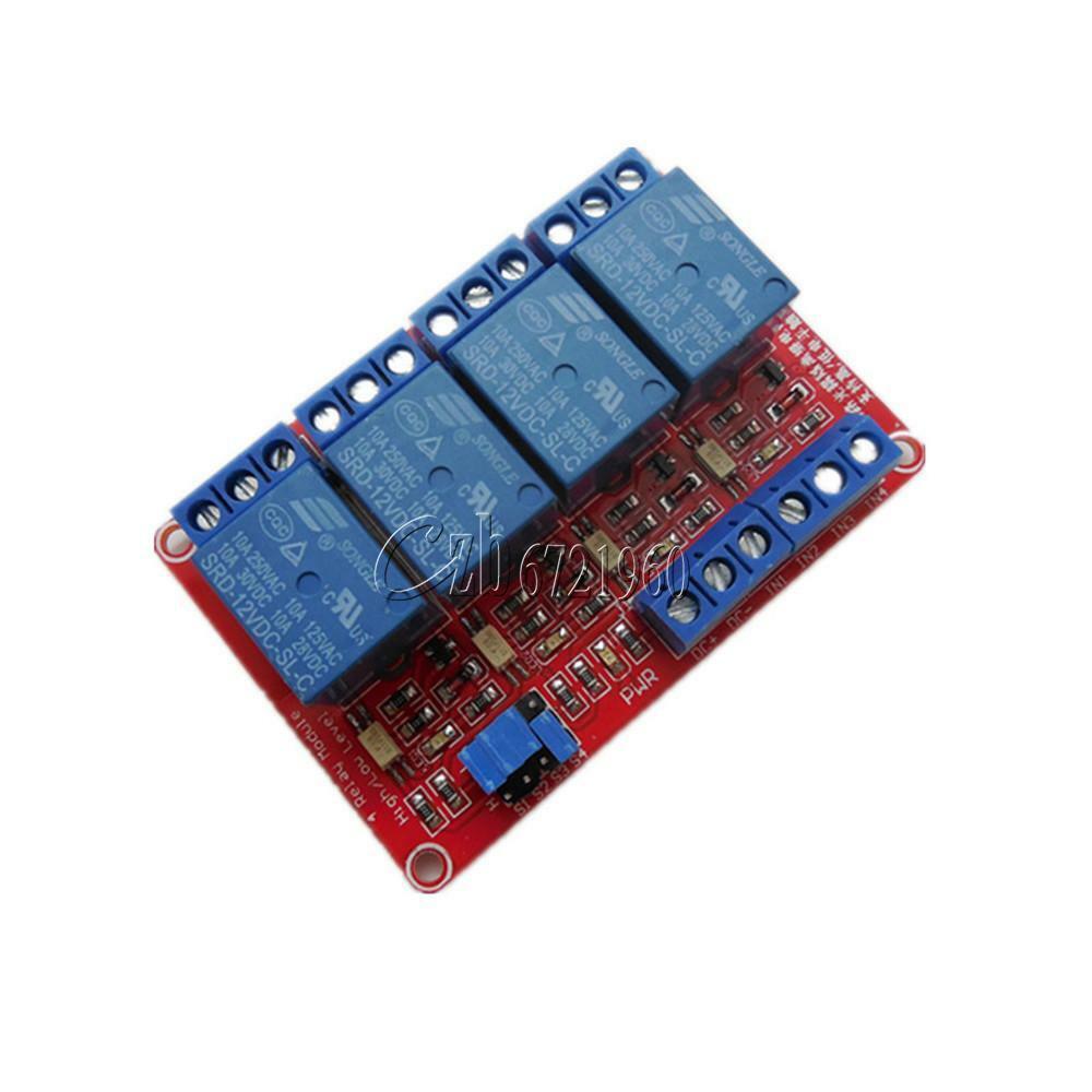 12V 4-Channel Relay Module with Optocoupler H/L Level Triger for Arduino