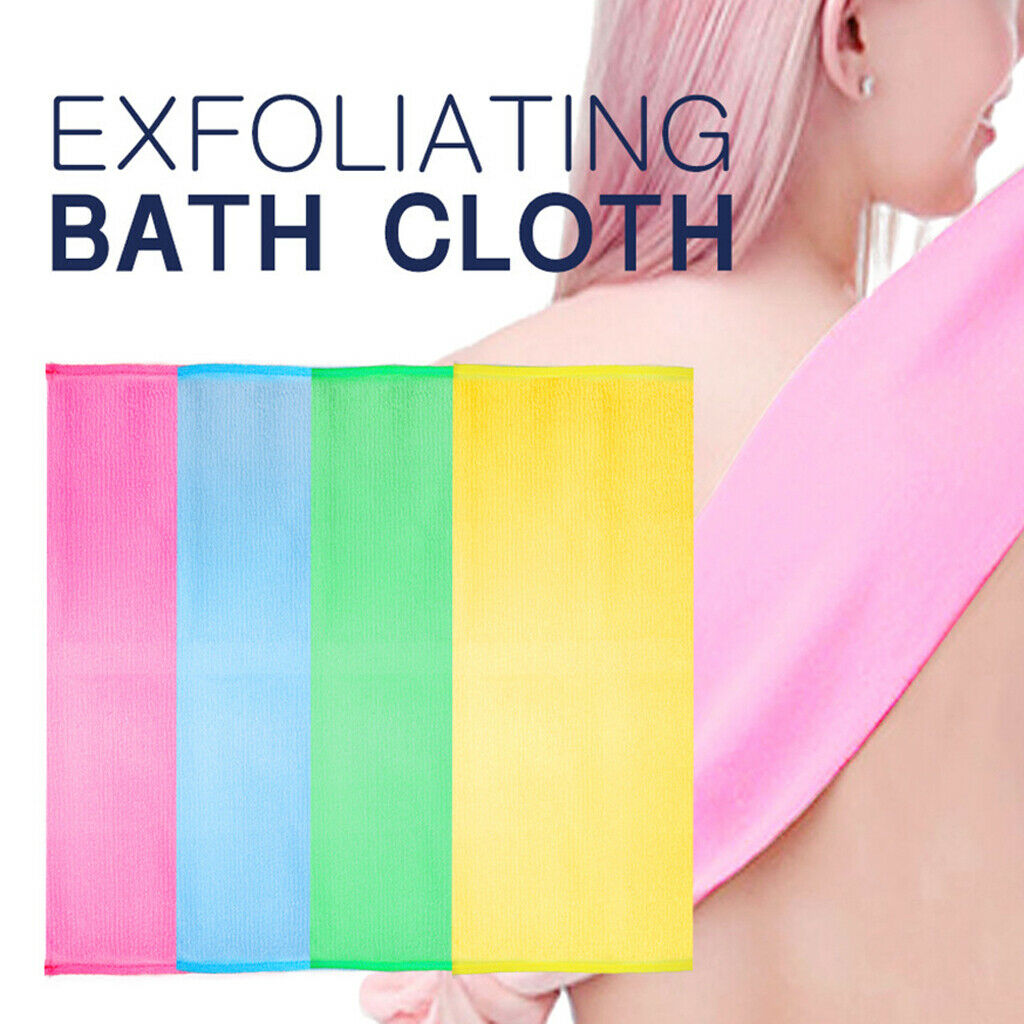 Lots 2 Soft Exfoliating Back Strap Bath Cloth Towel Body Cleaning Red+Yellow