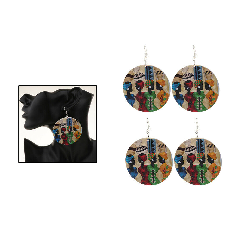 2 Pair Natural European Hot Wood Earring Personalized for Girl Birthday Gift