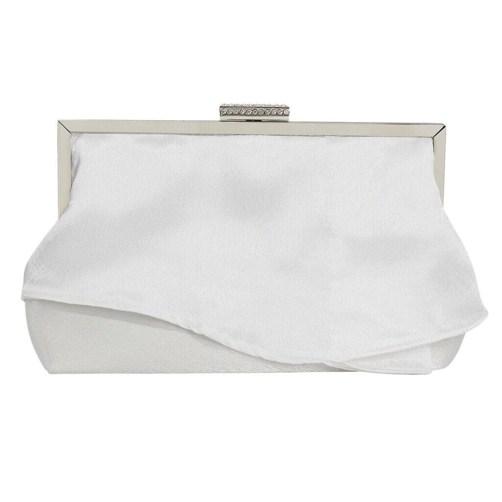 Women Clutch Evening Bag Pleated Satin Formal Wedding Cocktail Handbag Purse