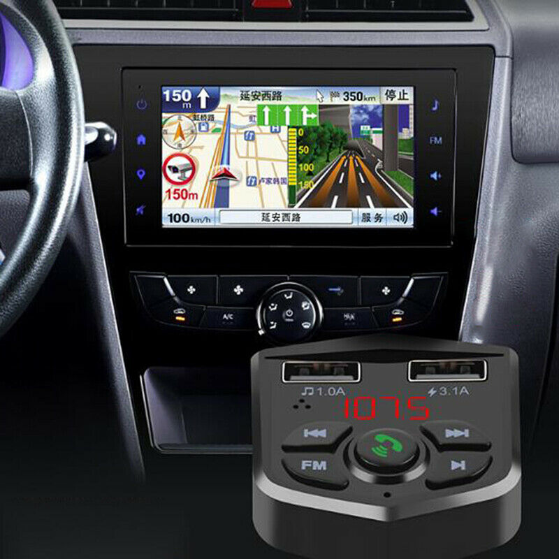 Car Kit Bluetooth 5.0 Handsfree Wireless FM Transmitter LCD MP3 Player USB C Ad