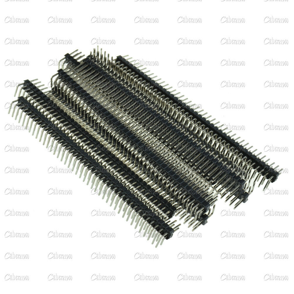 10PCS 2.54mm 2 x 40 Pin Male Double Row Right Angle Pin Header Strip