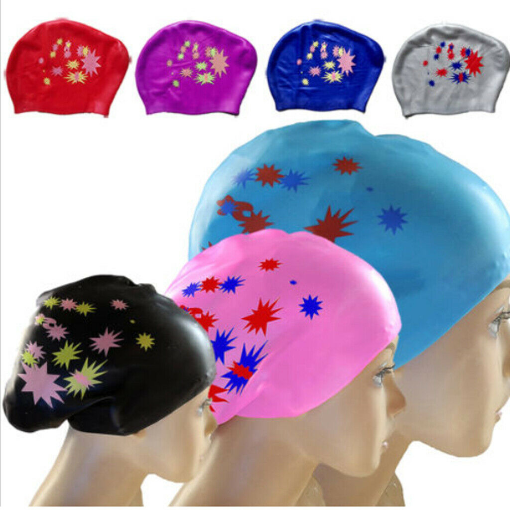 Waterproof Silicone Large Swim   for Long Thick Hair Bathing   Red