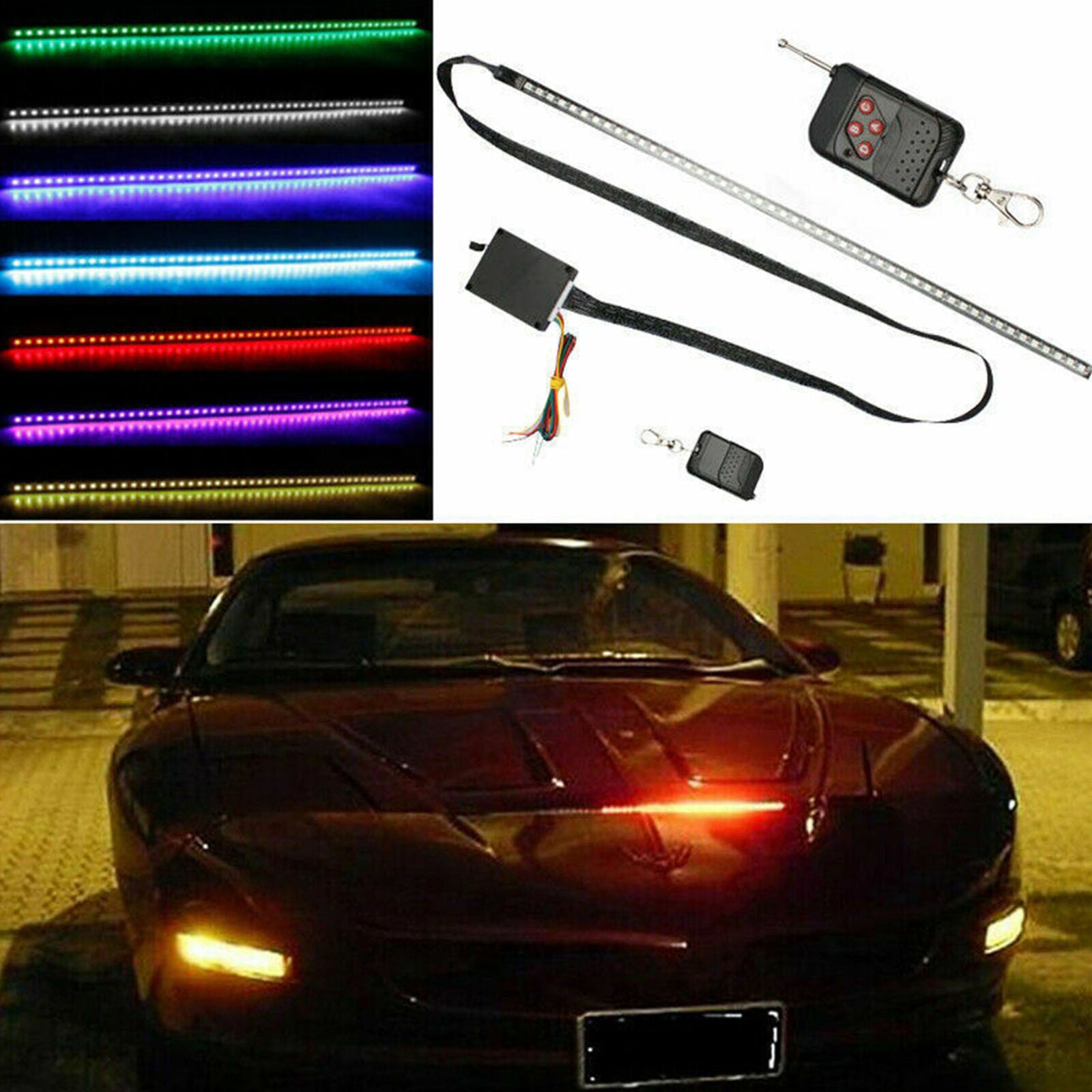 Multi-7 Color 48 LED Knight Night Rider Scanner Light Bar Car Flash Wireless