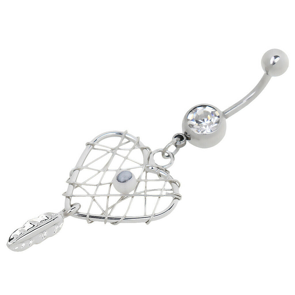 Dream Catcher Love Navel Belly Button Bar Ring Body Piercing Jewellery White