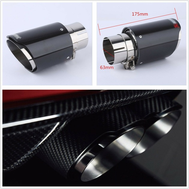 Real Carbon Fiber Car Exhaust Tip Pipe 63mm-89mm Universal Muffler Tip Cover