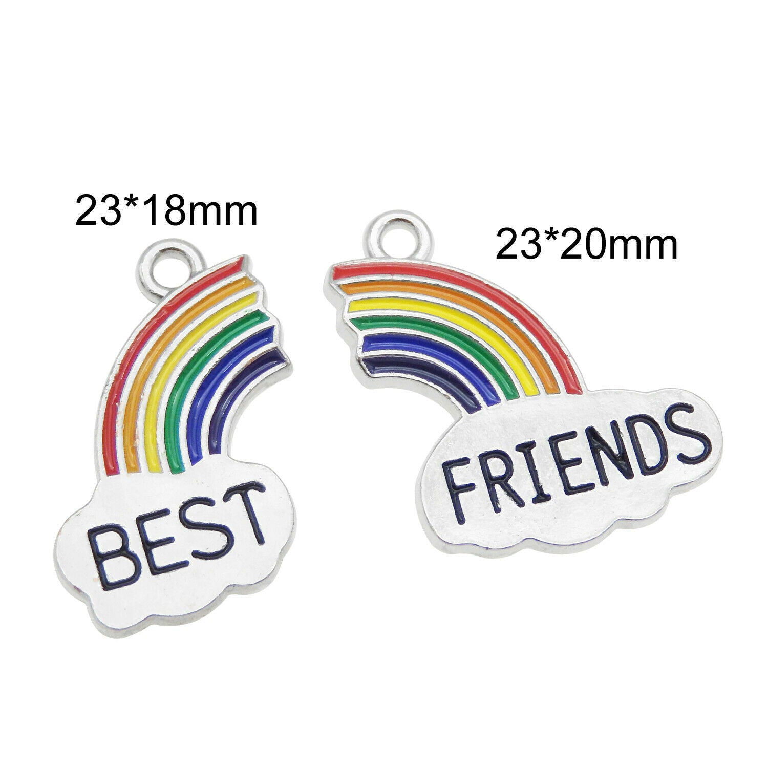 10pcs Colorful Matching Rainbow Best Friend Pendant Charms Jewelry DIY Findings