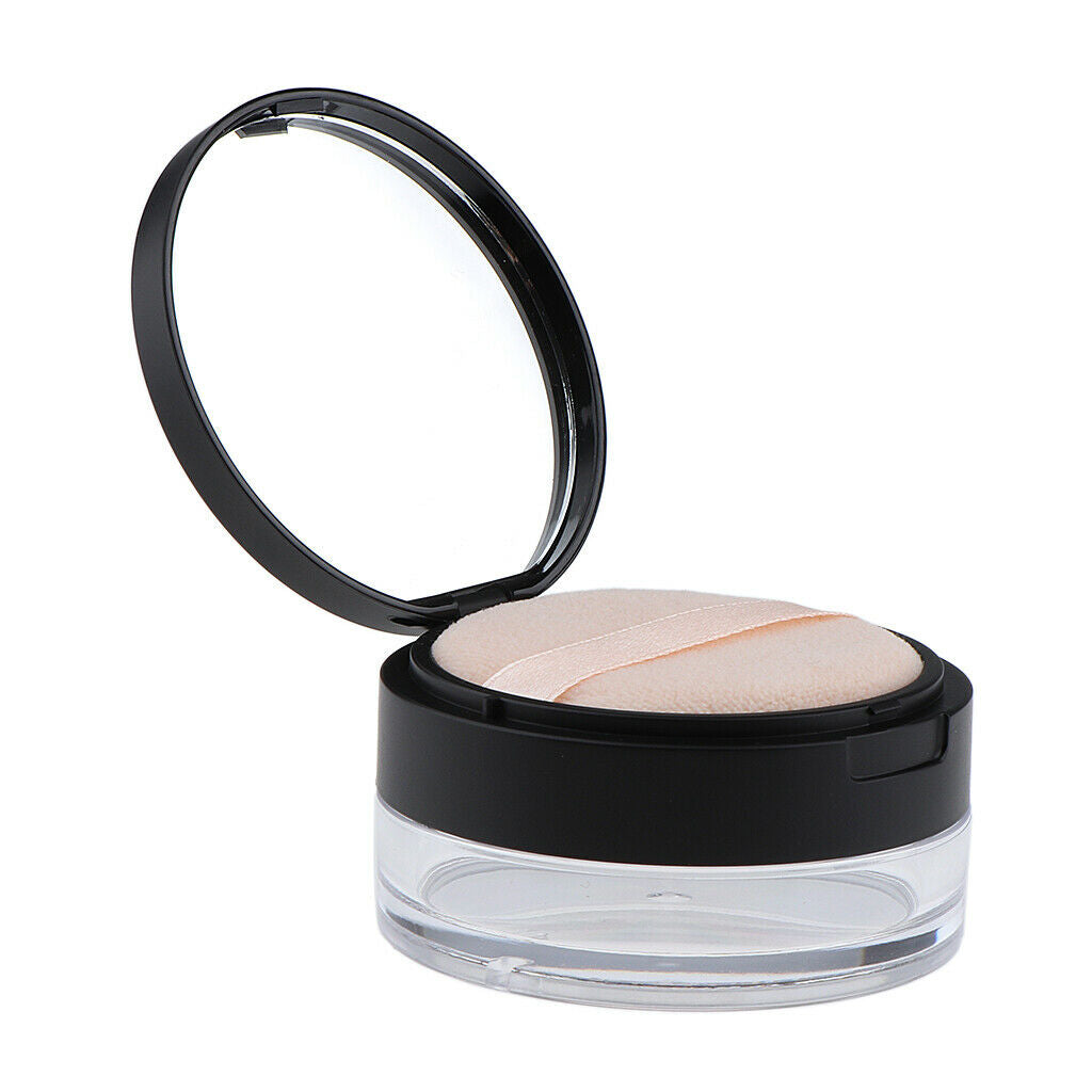 2x Round Face Powder Case with Mirror Travel Foundation Jar Cosmetic Box