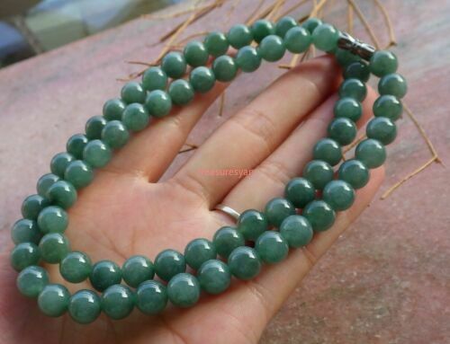 1pcs Green Certified Burma A JADE Jadeite beads Necklace 8mm 20 inches